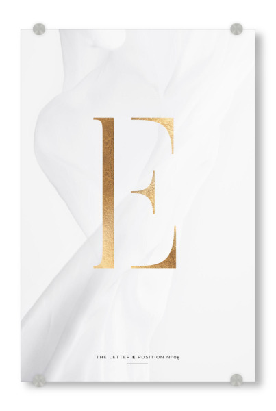 Acrylglasbild "GOLD LETTER COLLECTION | E" artboxONE - Schwarzweiß,Buchstaben,Buchstaben / E