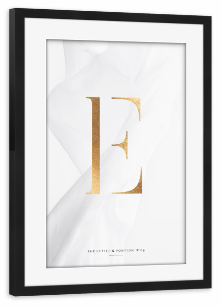 Poster mit Rahmen schwarz "GOLD LETTER COLLECTION | E" artboxONE - Schwarzweiß,Buchstaben,Buchstaben / E