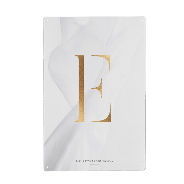 Holzbild "GOLD LETTER COLLECTION | E" artboxONE - Schwarzweiß,Buchstaben,Buchstaben / E