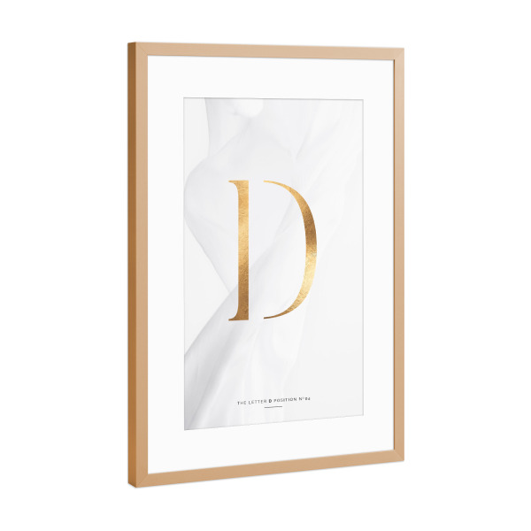Poster mit Rahmen Kupfer "GOLD LETTER COLLECTION | D" artboxONE - Schwarzweiß,Buchstaben,Buchstaben / D