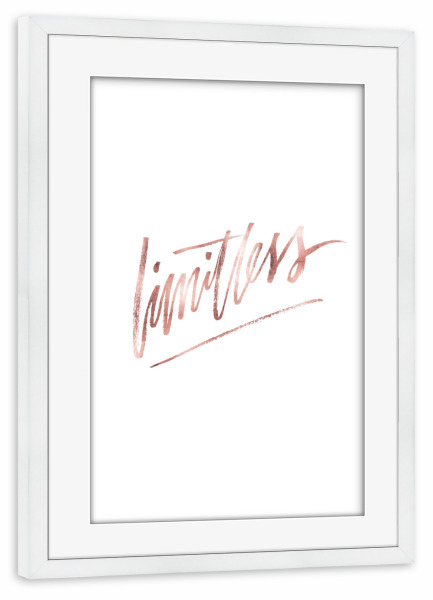 Poster mit Rahmen weiß "Limitless Rose Gold" artboxONE - Typografie,Liebe,Sport