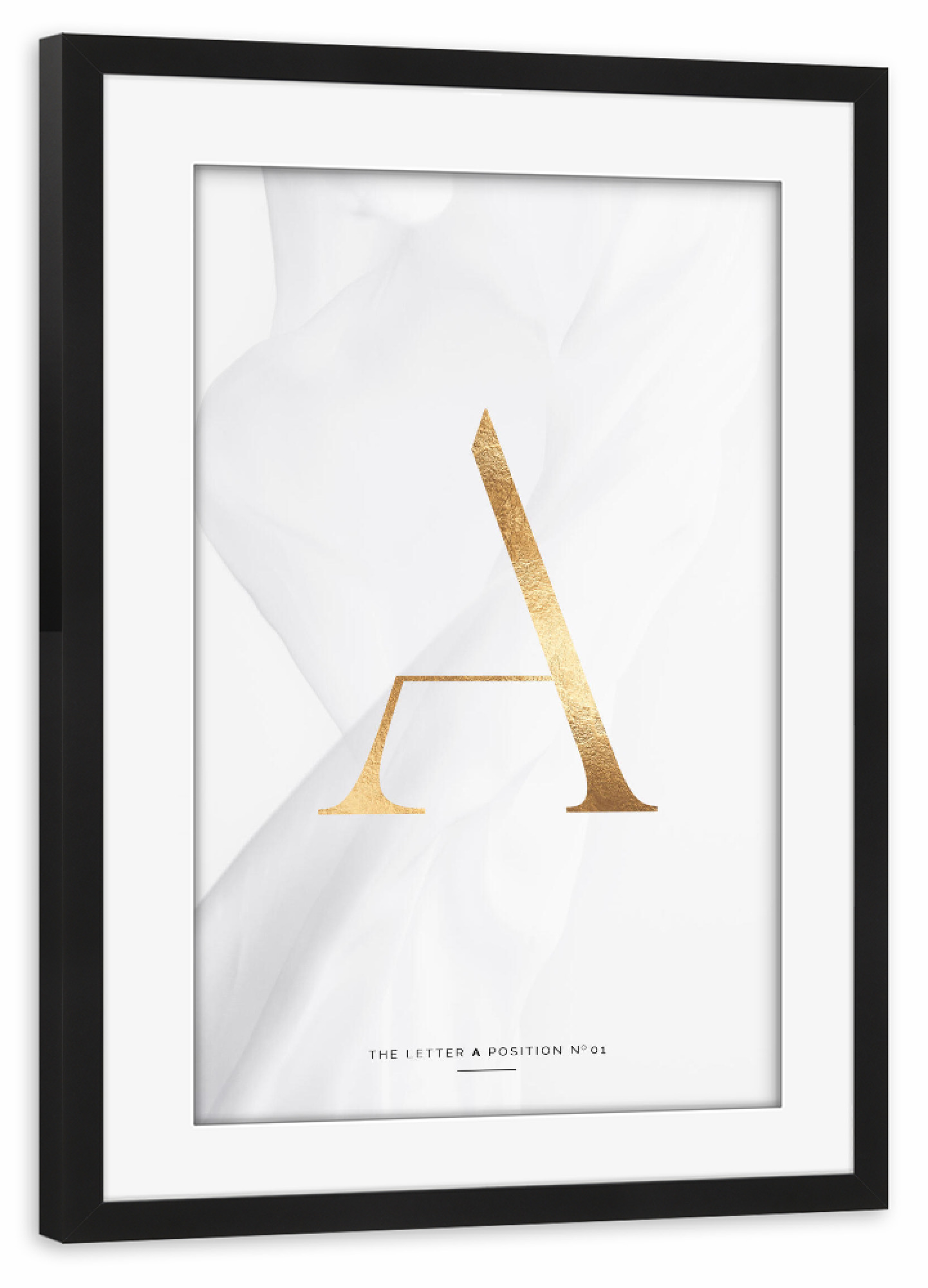 Poster mit Rahmen schwarz "GOLD LETTER COLLECTION | A" artboxONE - Schwarzweiß,Buchstaben,Buchstaben / A