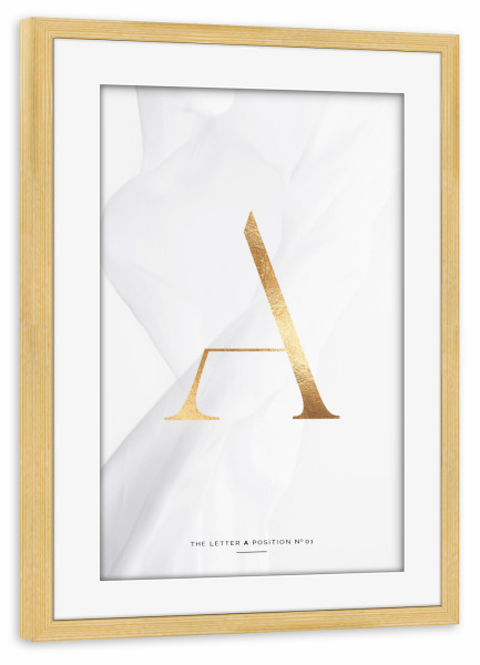 Poster mit Rahmen kiefer "GOLD LETTER COLLECTION | A" artboxONE - Schwarzweiß,Buchstaben,Buchstaben / A