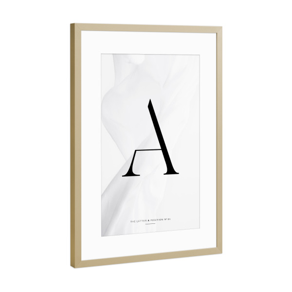 Poster mit Rahmen Gold "BLACK LETTER COLLECTION | A" artboxONE - Schwarzweiß,Buchstaben,Buchstaben / A