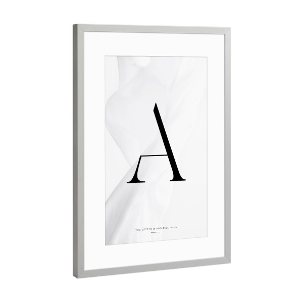 Poster mit Rahmen Silber "BLACK LETTER COLLECTION | A" artboxONE - Schwarzweiß,Buchstaben,Buchstaben / A