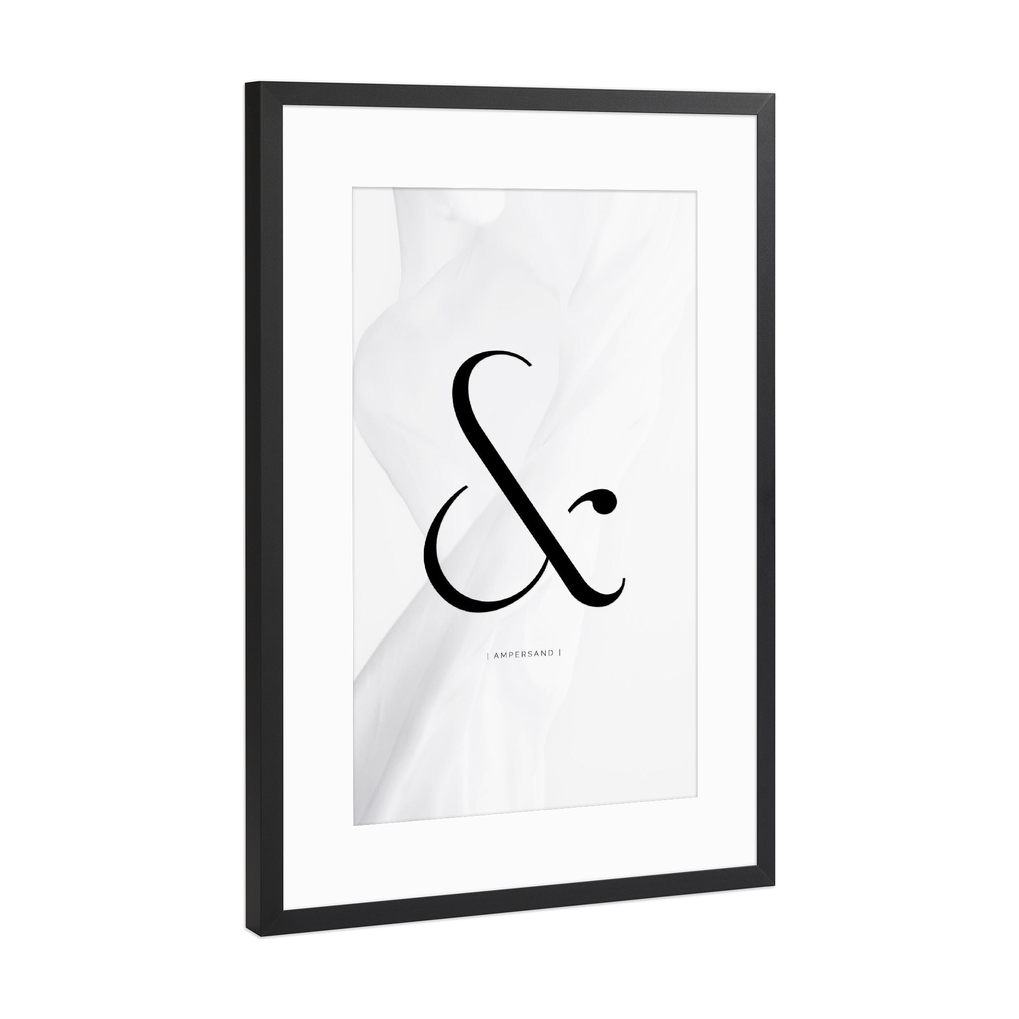 Poster mit Rahmen Schwarz (Metallic) "AMPERSAND | BLACK" artboxONE - Typografie,Abstrakt,Schwarzweiß