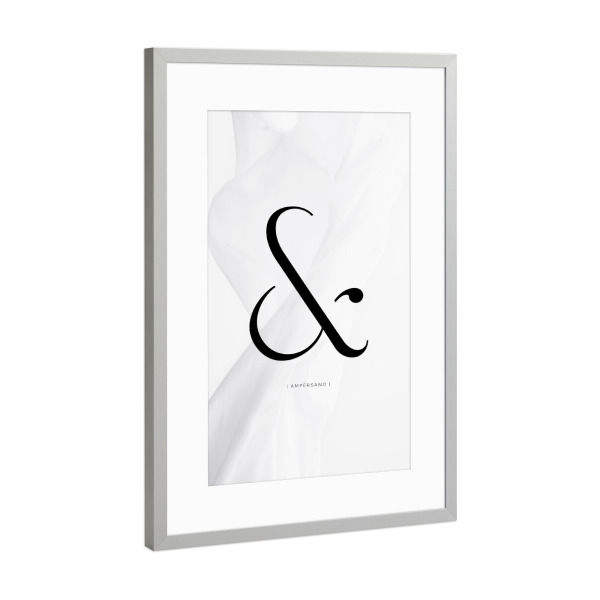 Poster mit Rahmen Silber "AMPERSAND | BLACK" artboxONE - Typografie,Abstrakt,Schwarzweiß