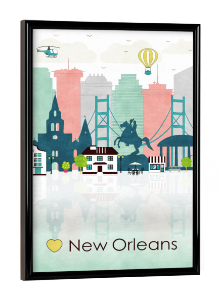 Poster mit schwarzem Rahmen "New Orleans Skyline" artboxONE - Reise,Reise / Länder,Städte / Weitere