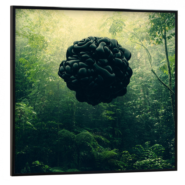 Poster mit schwarzem Rahmen 30x30 cm "Blacks" artboxONE - Natur - Dschungel,Wald,Natur,Wald,Element,Abstrakt,Surrealismus,Schwarzematerie
