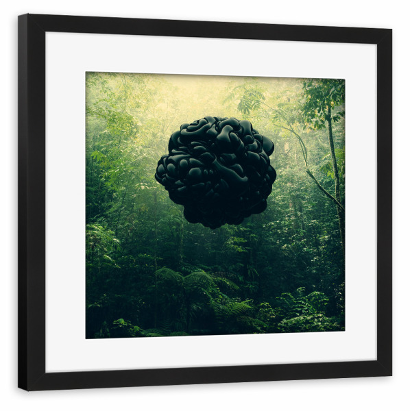 Poster mit Rahmen schwarz "Blacks" artboxONE - Natur - Dschungel,Wald,Natur,Wald,Element,Abstrakt,Surrealismus,Schwarzematerie