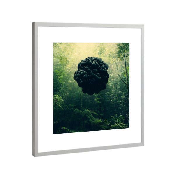 Poster mit Rahmen Silber "Blacks" artboxONE - Natur - Dschungel,Wald,Natur,Wald,Element,Abstrakt,Surrealismus,Schwarzematerie