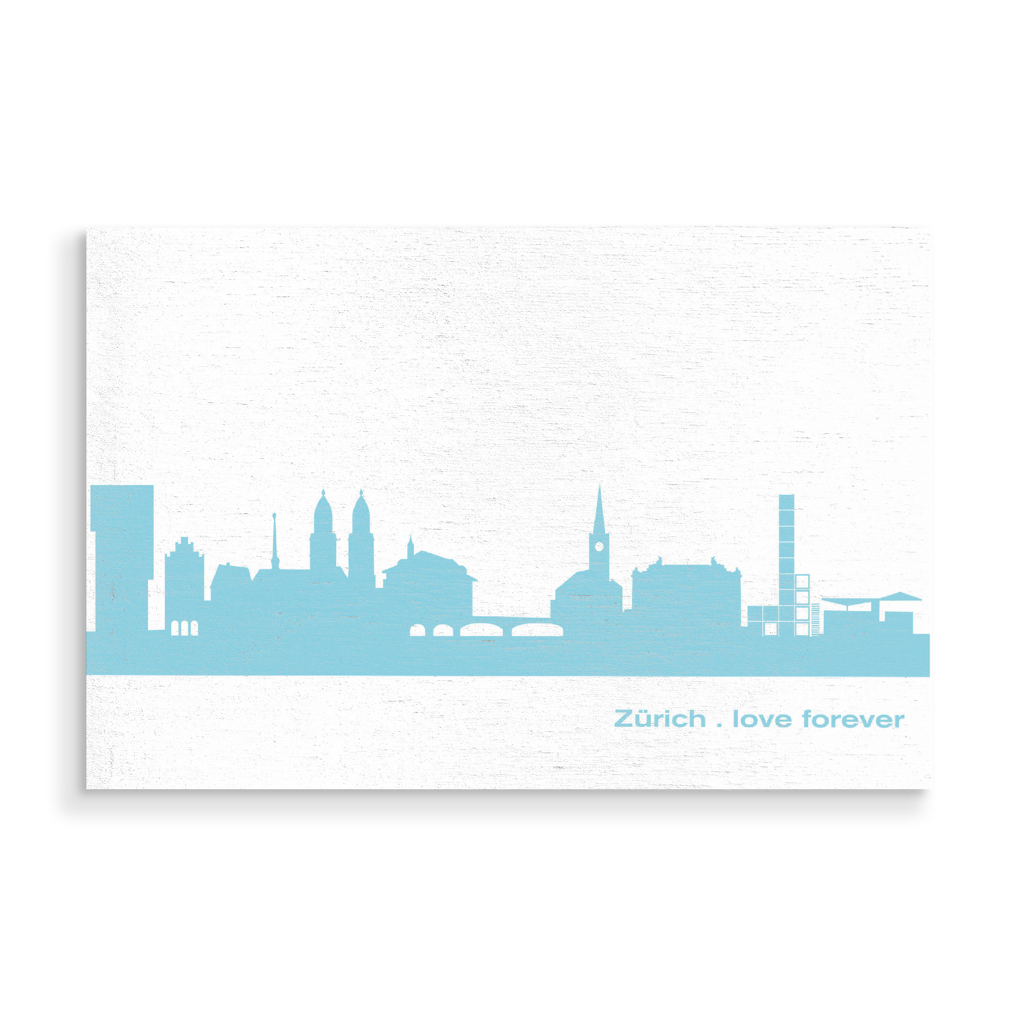 Holzbild "ZÜRICH 08 Skyline Pastel-Blue Print monochrome" artboxONE - Abstrakt,Architektur,Städte / Zürich