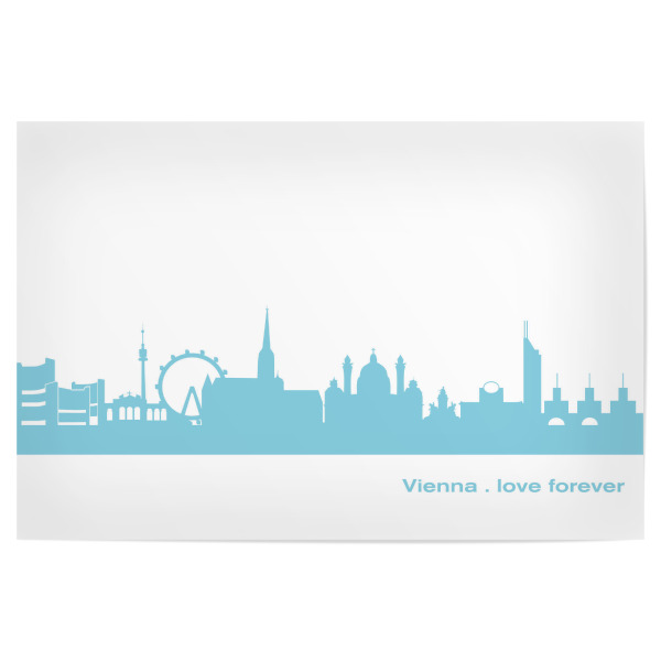Poster 30x20 cm "WIEN 08 Skyline Pastel-Blue Print monochrome" artboxONE - Abstrakt,Architektur,Städte / Wien