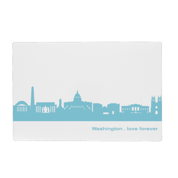 Metall Poster "WASHINGTON 08 Skyline Pastel-Blue Print monochrome" artboxONE - Abstrakt,Architektur,Städte / Washington
