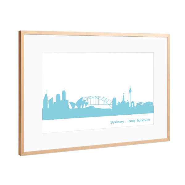 Poster mit Rahmen Kupfer "SYDNEY 08 Skyline Pastel-Blue Print monochrome" artboxONE - Abstrakt,Architektur,Städte / Sydney