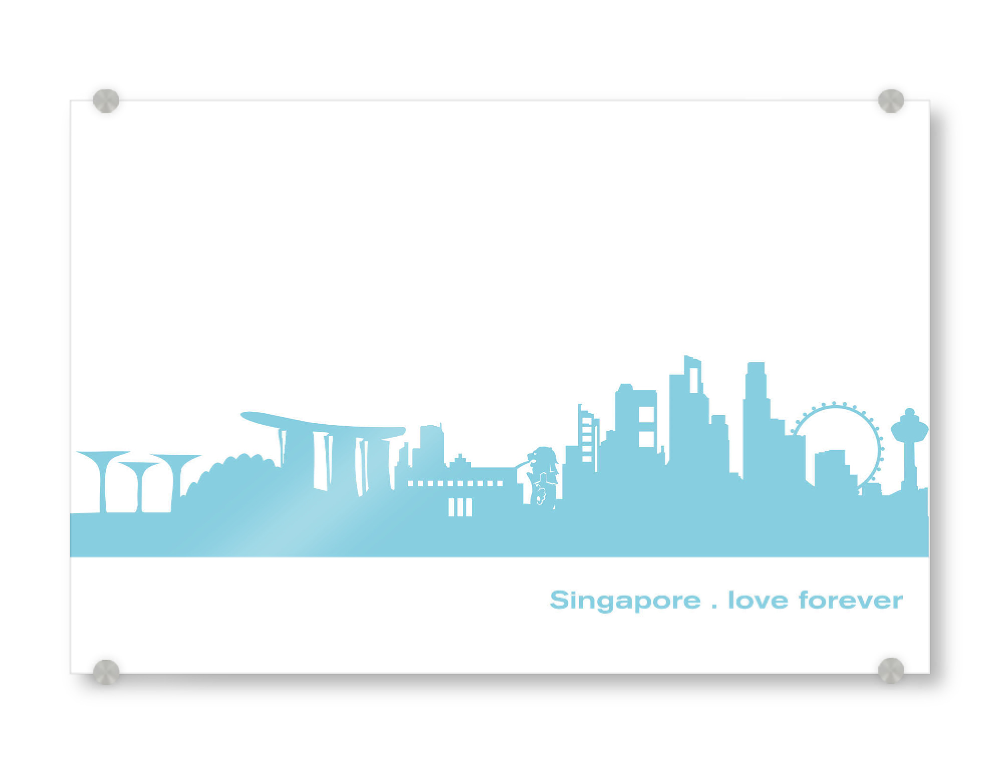 Acrylglasbild "SINGAPUR 08 Skyline Pastel-Blue Print monochrome" artboxONE - Abstrakt,Architektur,Städte / Singapur