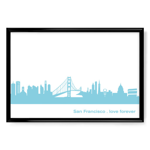 SAN FRANCISCO 08 Skyline Pastel-Blue Print monochrome