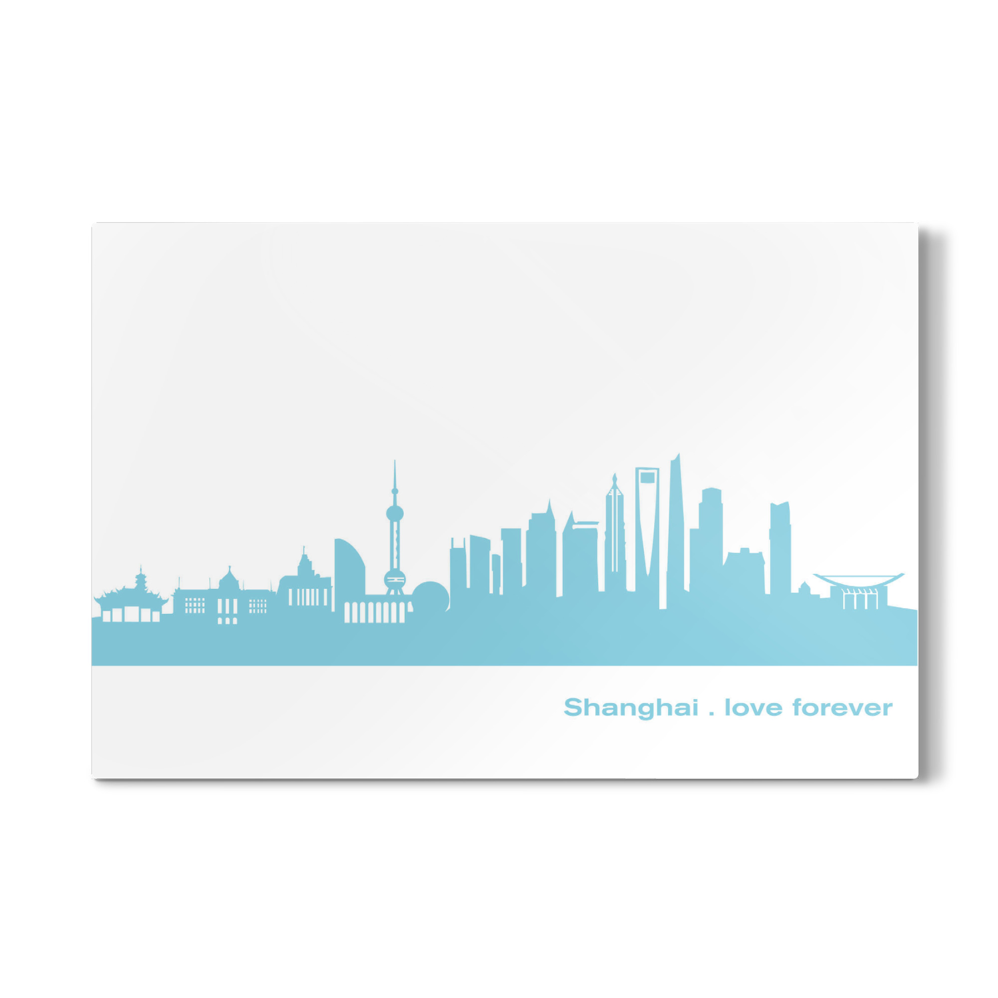 Galerie-Print "SHANGHAI 08 Skyline Pastel-Blue Print monochrome" 75x50 cm artboxONE