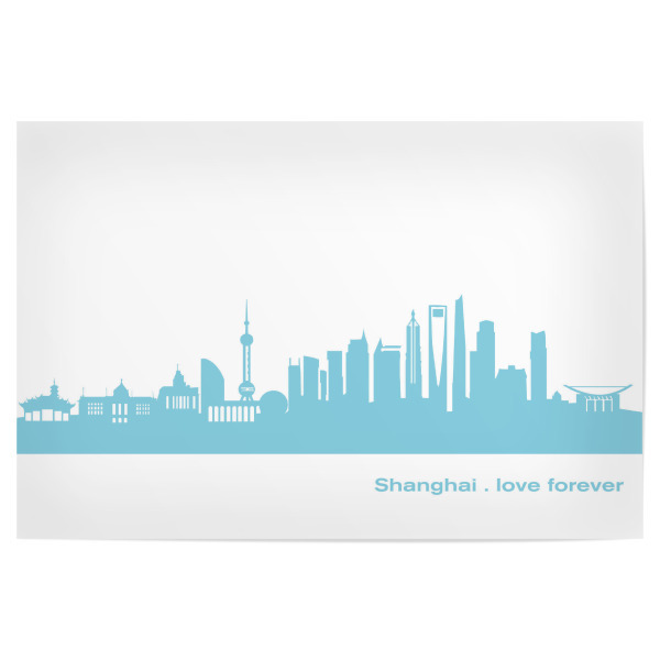 Poster 30x20 cm "SHANGHAI 08 Skyline Pastel-Blue Print monochrome" artboxONE - Städte,Abstrakt,Architektur,Städte / Shanghai