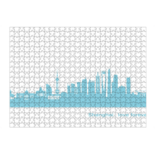 artboxONE Puzzle "SHANGHAI 08 Skyline Pastel-Blue Print monochrome" artboxONE - Städte,Abstrakt,Architektur,Städte / Shanghai