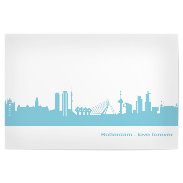 Poster "ROTTERDAM 08 Skyline Pastel-Blue Print monochrome" artboxONE - Städte,Abstrakt,Architektur,Städte / Weitere