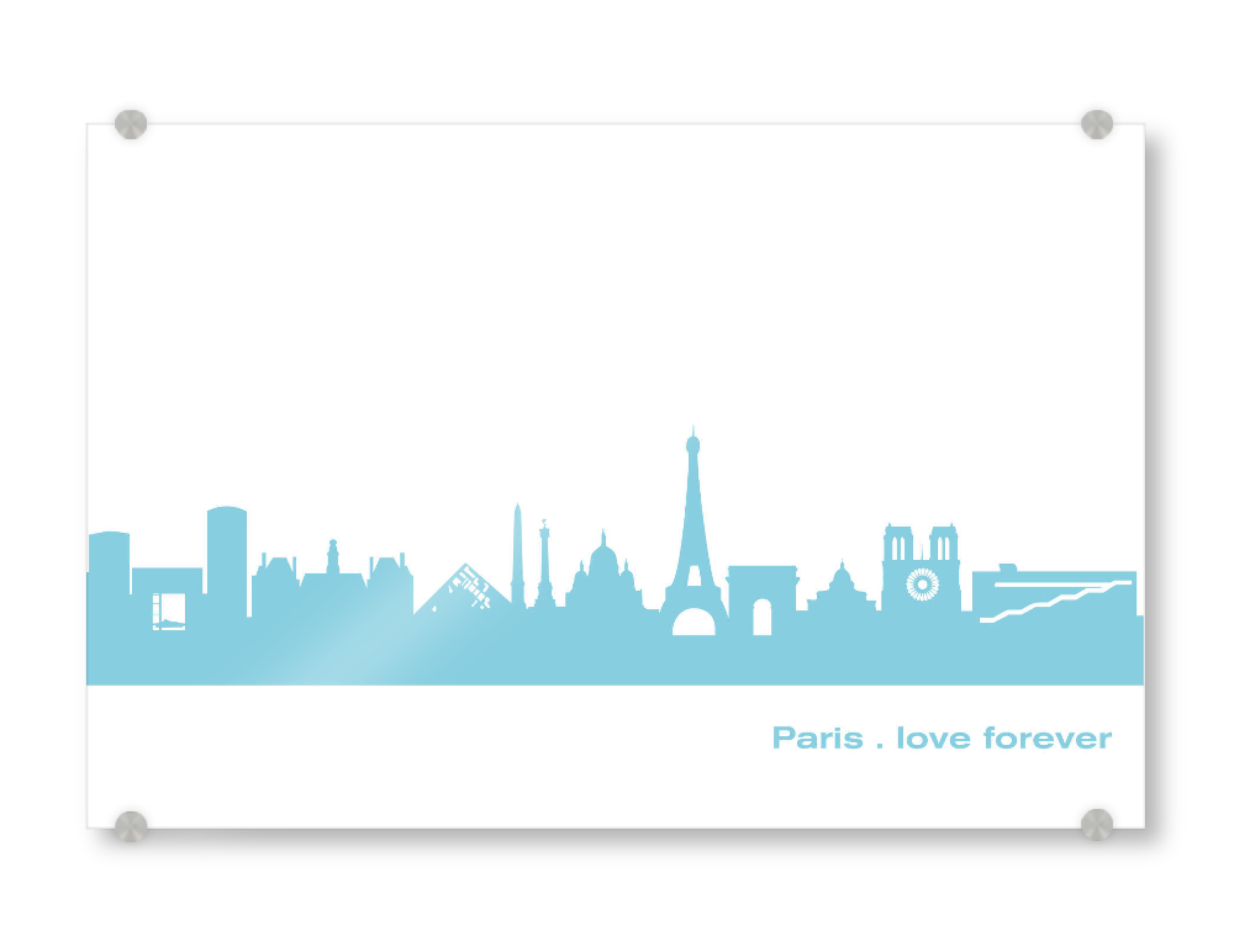 Acrylglasbild "PARIS 08 Skyline Pastel-Blue Print monochrome" artboxONE - Städte,Abstrakt,Architektur,Städte / Paris