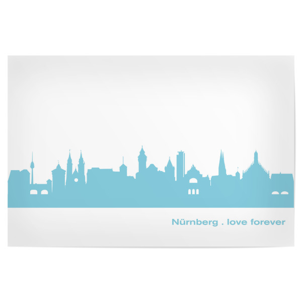 Poster "NÜRNBERG 08 Skyline Pastel-Blue Print monochrome" artboxONE - Städte,Architektur,Städte / Weitere