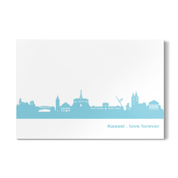 Galerie-Print "KASSEL 08 Skyline Pastel-Blue Print monochrome" 30x20 cm artboxONE