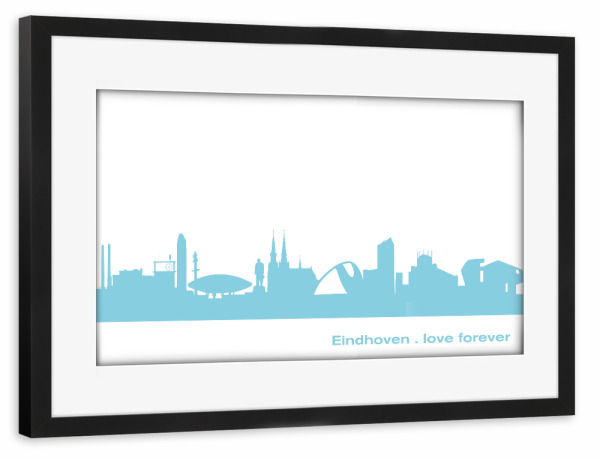 Poster mit Rahmen schwarz "EINDHOVEN 08 Skyline Pastel-Blue Print monochrome" artboxONE - Städte,Abstrakt,Architektur,Städte / Weitere