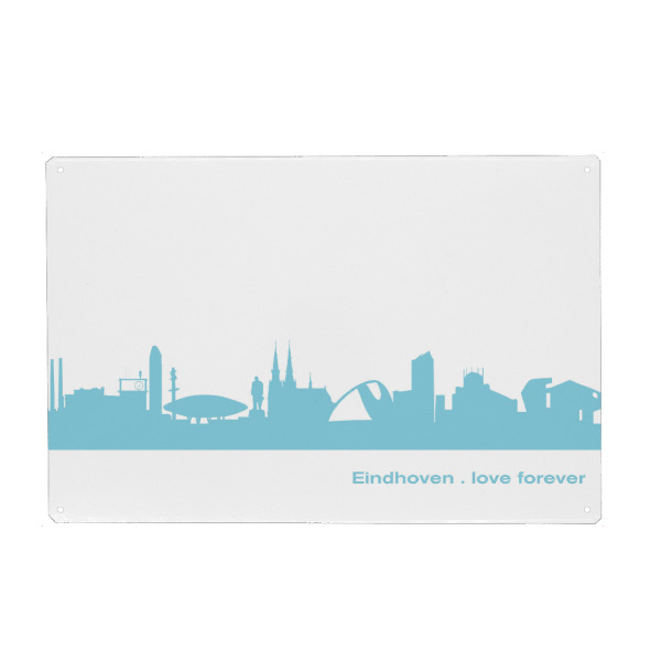Metall Poster "EINDHOVEN 08 Skyline Pastel-Blue Print monochrome" artboxONE - Städte,Abstrakt,Architektur,Städte / Weitere