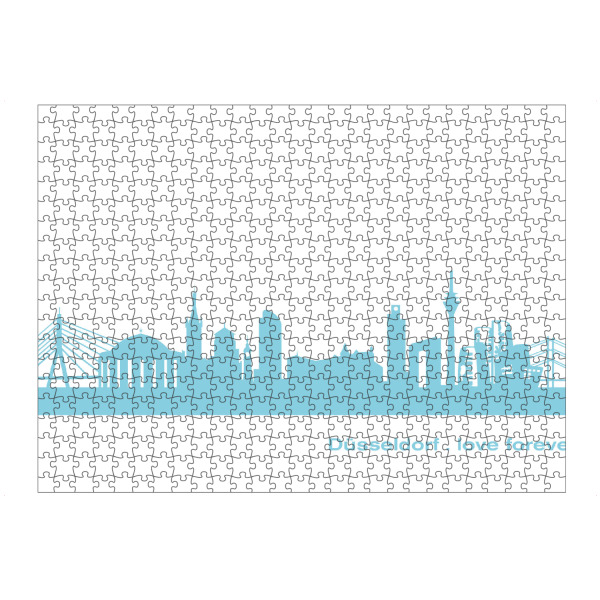 Puzzle Ravensburger "DÜSSELDORF 08 Skyline Pastel-Blue Print monochrome" artboxONE - Abstrakt,Architektur,Städte / Düsseldorf