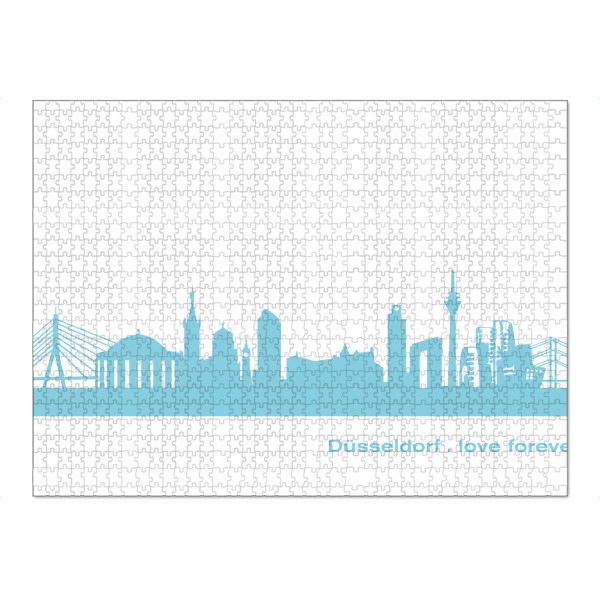 Puzzle Ravensburger "DÜSSELDORF 08 Skyline Pastel-Blue Print monochrome" artboxONE - Abstrakt,Architektur,Städte / Düsseldorf