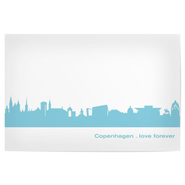 Poster 30x20 cm "KOPENHAGEN 08 Skyline Pastel-Blue Print monochrome" artboxONE - Städte,Abstrakt,Architektur,Städte / København