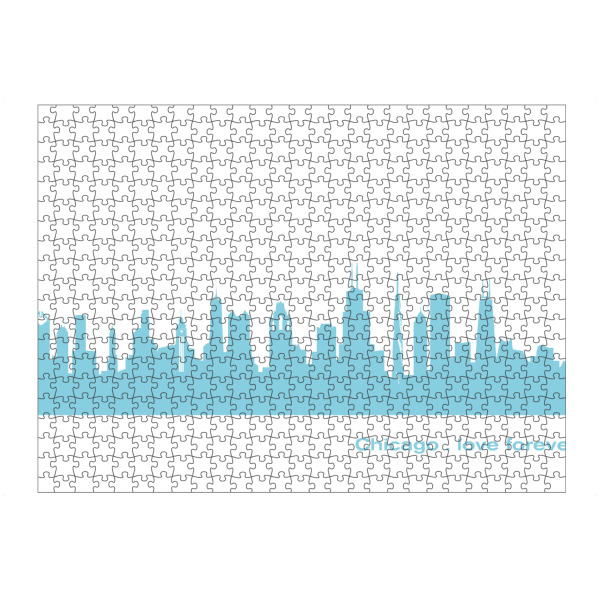 Puzzle Ravensburger "CHICAGO 08 Skyline Pastel-Blue Print monochrome" artboxONE - Reise,Abstrakt,Architektur,Städte / Chicago