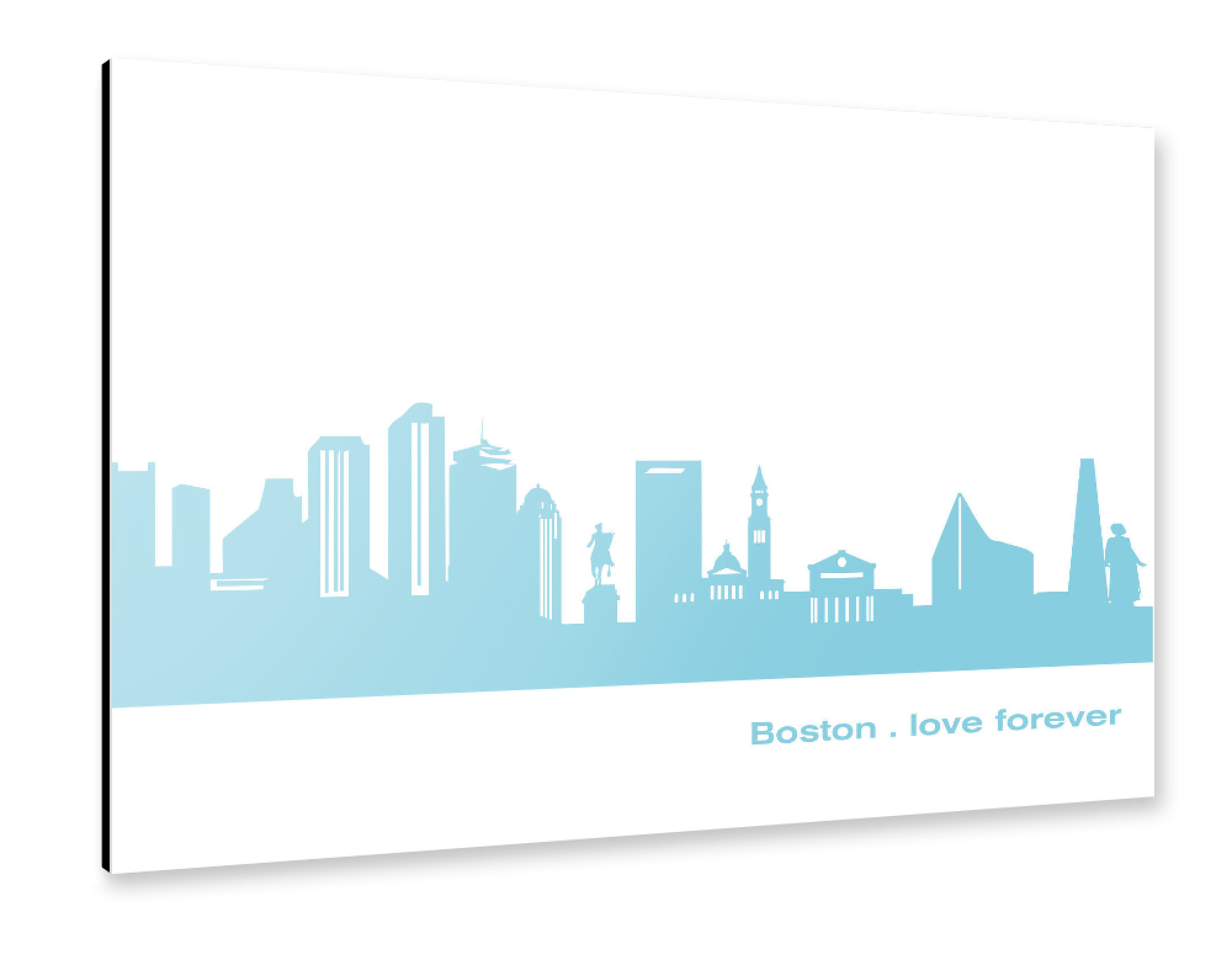 Alu-Dibond "BOSTON 08 Skyline Pastel-Blue Print monochrome" 30x20 cm artboxONE