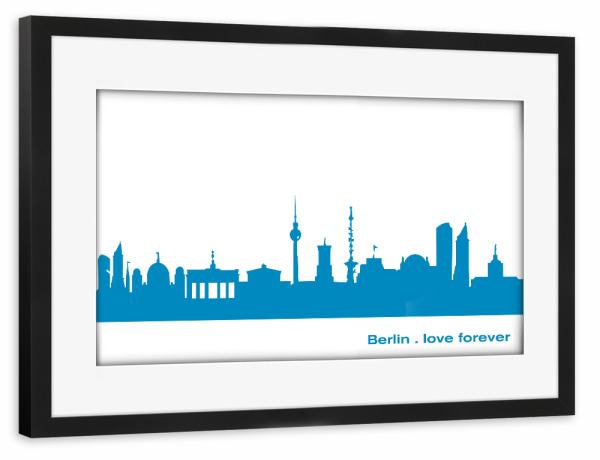 Poster mit Rahmen schwarz "BERLIN 05 Skyline Print monochrome Teal" artboxONE - Städte / Berlin,Abstrakt,Architektur