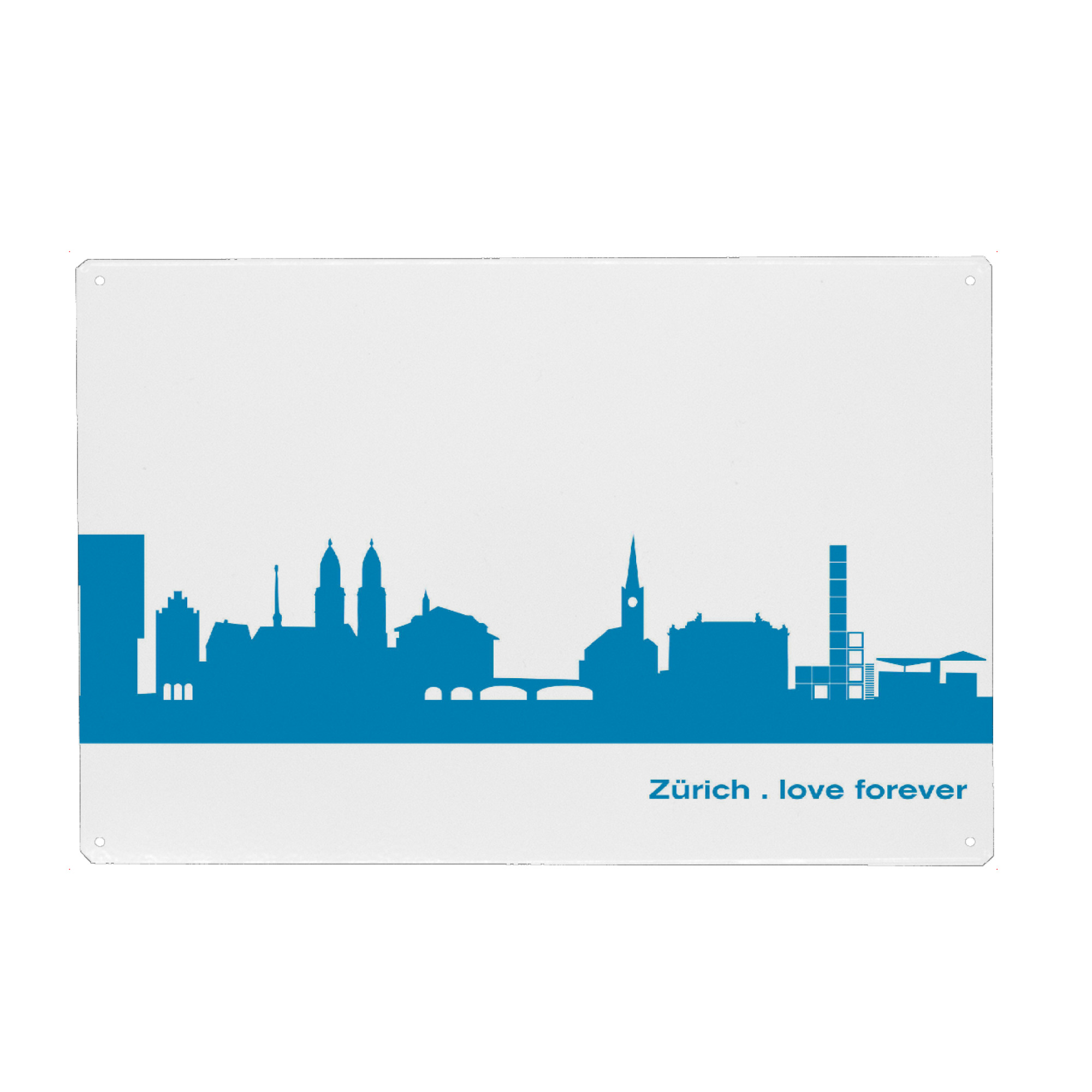Metall Poster "ZÜRICH 05 Skyline Print monochrome Teal" artboxONE - Städte,Abstrakt,Architektur,Städte / Zürich