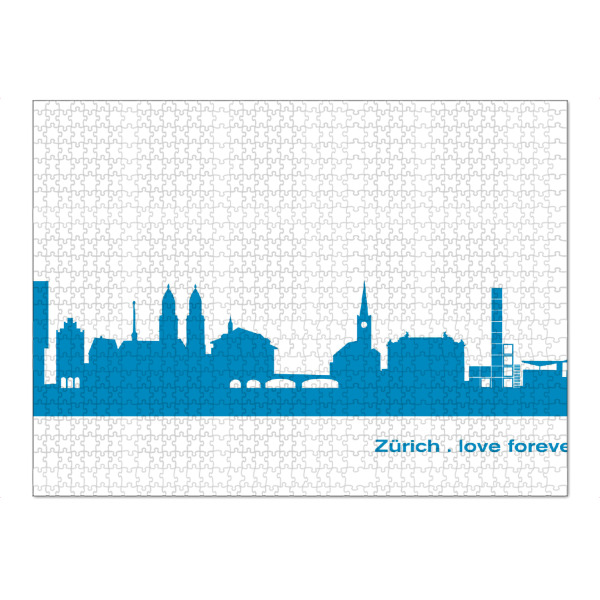 Puzzle Ravensburger "ZÜRICH 05 Skyline Print monochrome Teal" artboxONE - Städte,Abstrakt,Architektur,Städte / Zürich