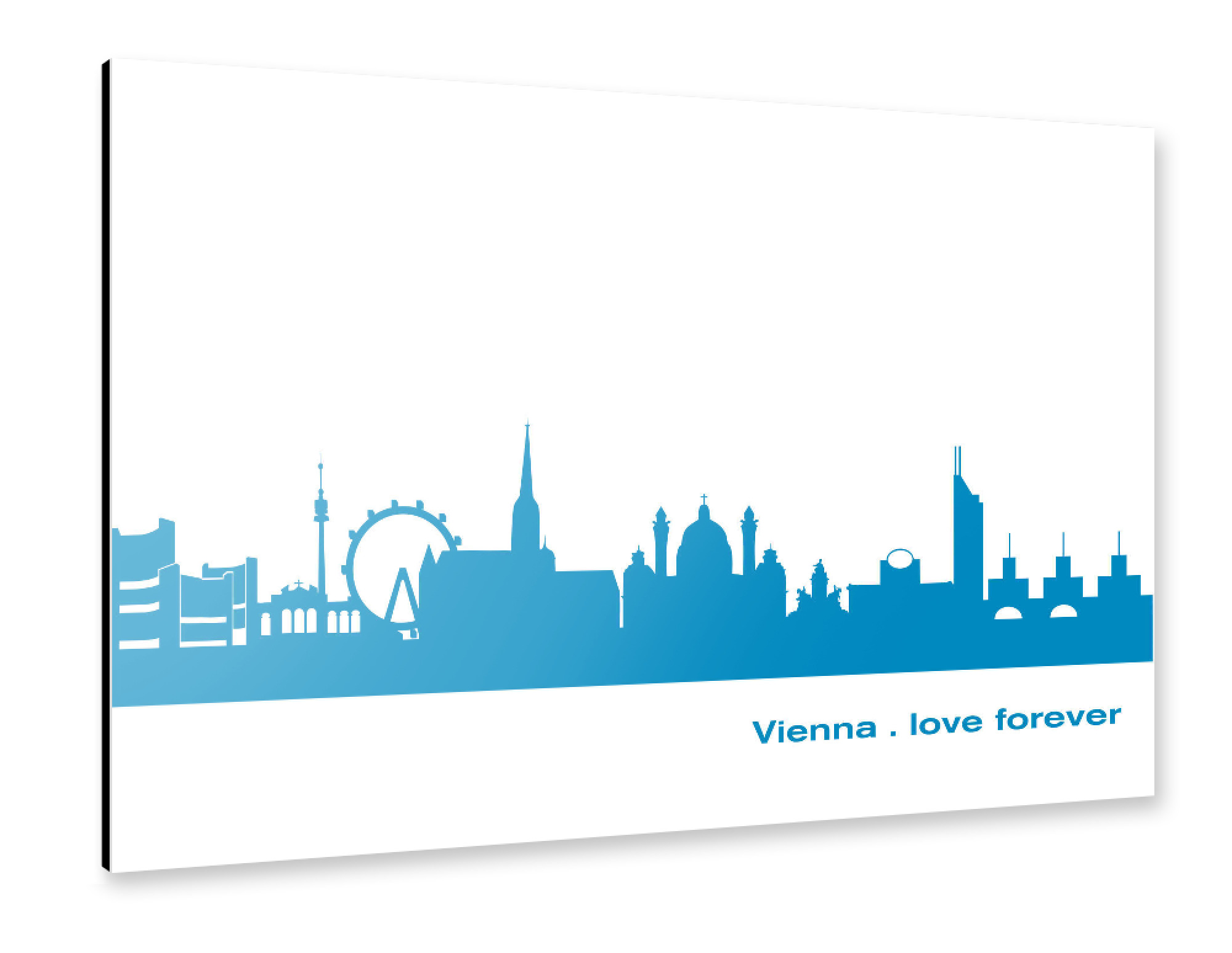 Alu-Dibond "VIENNA 05 Skyline Print monochrome Teal" 30x20 cm artboxONE