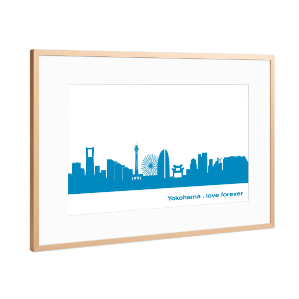Poster mit Rahmen Kupfer "YOKOHAMA 05 Skyline Print monochrome Teal" artboxONE - Städte,Abstrakt,Architektur,Städte / Weitere