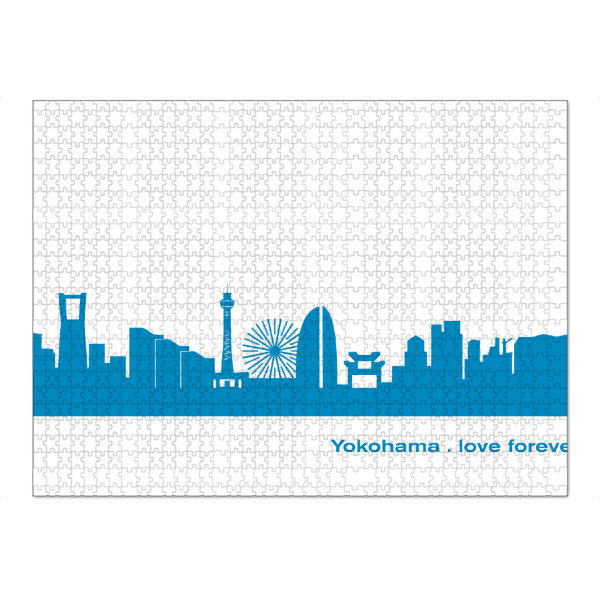 Puzzle Ravensburger "YOKOHAMA 05 Skyline Print monochrome Teal" artboxONE - Städte,Abstrakt,Architektur,Städte / Weitere