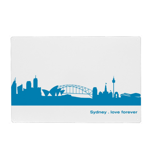 Holzbild "SYDNEY 05 Skyline Print monochrome Teal" artboxONE - Architektur,Städte / Sydney