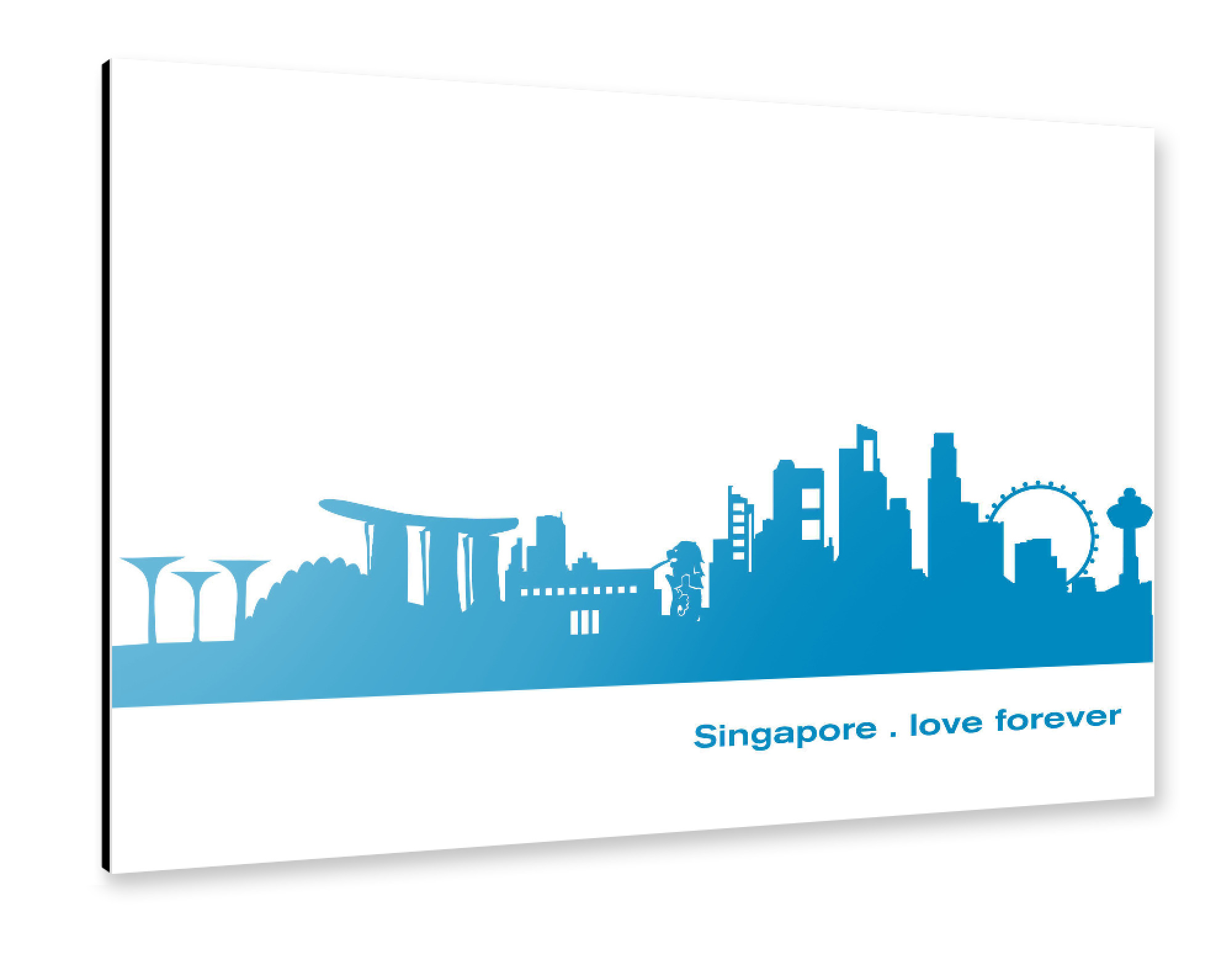 Alu-Dibond "SINGAPUR 05 Skyline Print monochrome Teal" 30x20 cm artboxONE