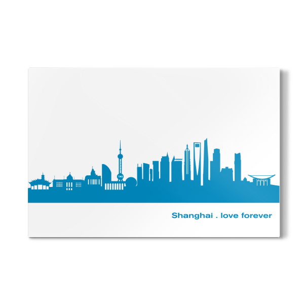 Galerie-Print "SHANGHAI 05 Skyline Print monochrome Teal" 30x20 cm artboxONE