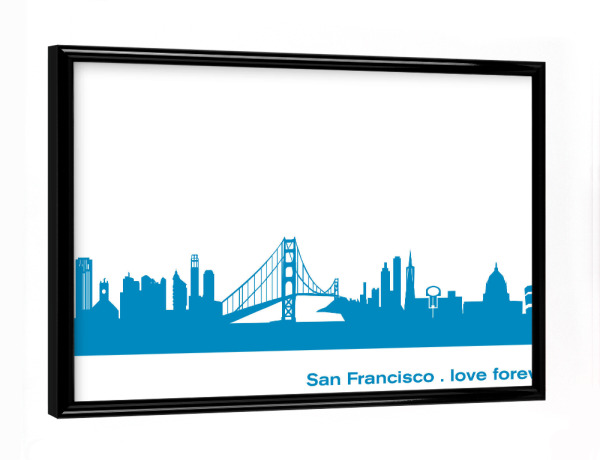 Poster mit schwarzem Rahmen "SAN FRANCISCO 05 Skyline Print monochrome Teal" artboxONE - Städte,Abstrakt,Städte / San Francisco