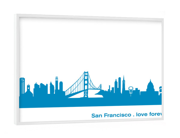 Poster mit weißem Rahmen "SAN FRANCISCO 05 Skyline Print monochrome Teal" artboxONE - Städte,Abstrakt,Städte / San Francisco