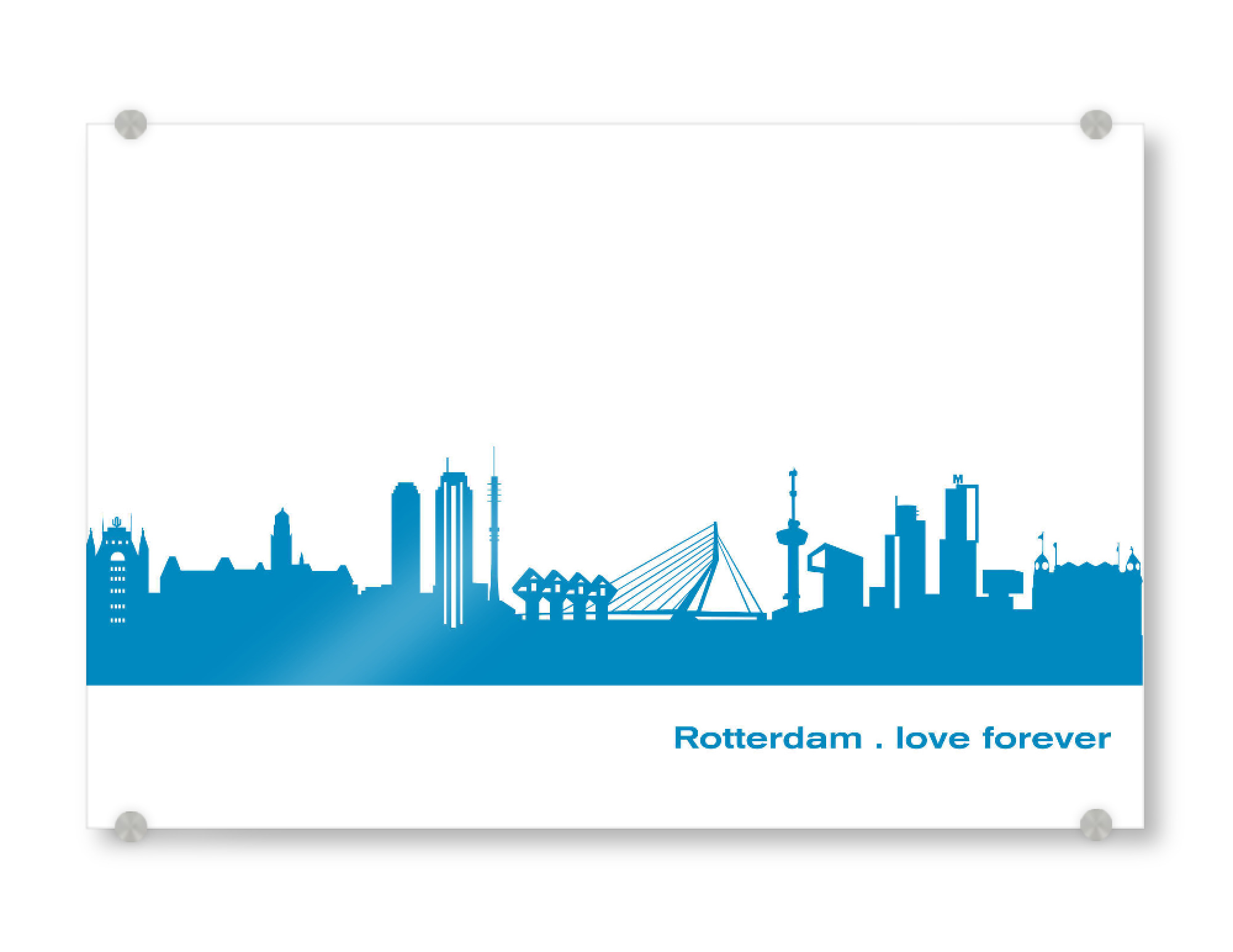 Acrylglasbild "ROTTERDAM 05 Skyline Print monochrome Teal" artboxONE - Städte,Abstrakt,Architektur,Städte / Weitere