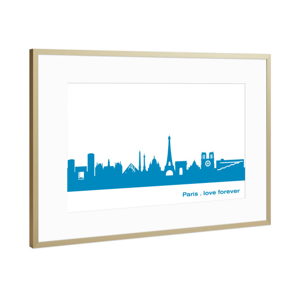 Poster mit Rahmen Gold "PARIS 05 Skyline Print monochrome Teal" artboxONE - Abstrakt,Architektur,Städte / Paris