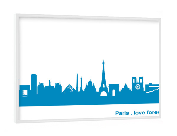 Poster mit weißem Rahmen "PARIS 05 Skyline Print monochrome Teal" artboxONE - Abstrakt,Architektur,Städte / Paris