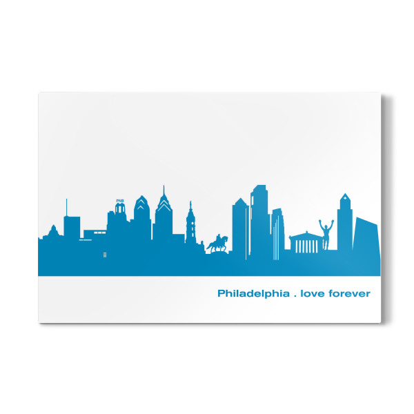 Galerie-Print "PHILADELPHIA 05 Skyline Print monochrome Teal" 30x20 cm artboxONE